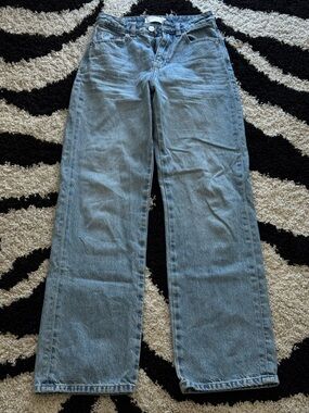 ZARA High-Rise Straight Leg Jeans - Light Wash Denim
